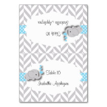Blue & Gray Elephant Baby Shower | Place Cards