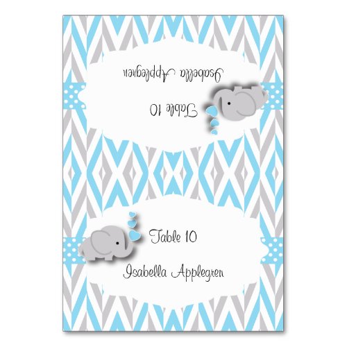 Blue  Gray Elephant Baby Shower  Place Cards 2