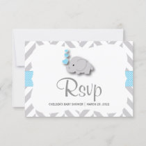 Blue & Gray Elephant Baby Shower - RSVP