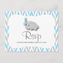Blue & Gray Elephant Baby Shower - RSVP 2 Invitation Postcard