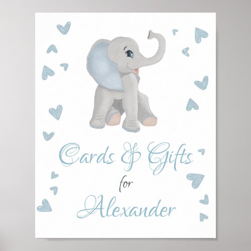 Blue Gray Elephant Gifts  Cards Baby Shower Sign
