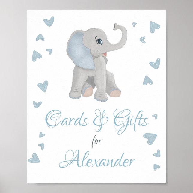 Blue Gray Elephant Gifts & Cards Baby Shower Sign (Front)