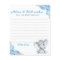 Blue Gray Elephant Shower New Parents Advice Cards