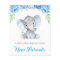Blue Gray Elephant Shower New Parents Advice Cards