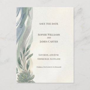 Blue Gray Eucalyptus Save The Date Postcard