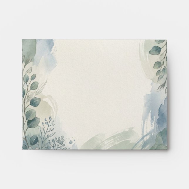 Blue Gray Eucalyptus Wedding Envelope (Front)