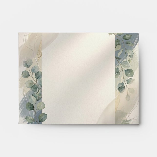 Blue Gray Eucalyptus Wedding Envelope (Front)