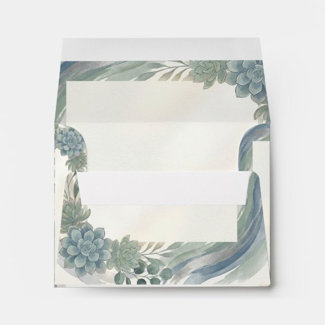 Blue Gray Eucalyptus Wedding Envelope (Back (Bottom))