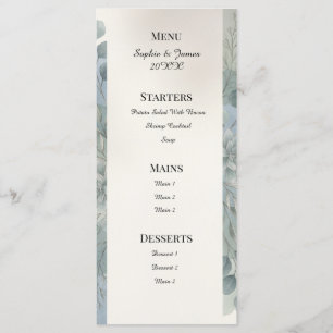 Blue Gray Eucalyptus Wedding Menu