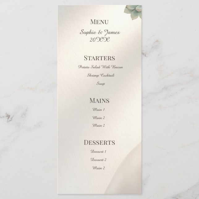 Blue Gray Eucalyptus Wedding Menu (Front)