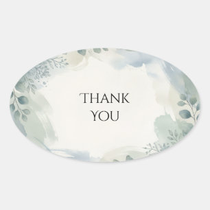 Blue Gray Eucalyptus Wedding Thank You Sticker