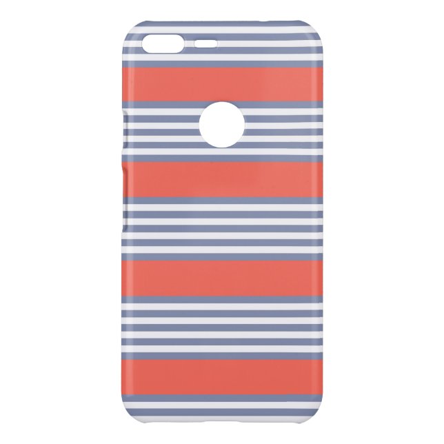 Blue-gray five stripe pattern with living coral uncommon google pixel XL case (Back)