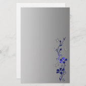 Blue, Gray Floral Butterflies Wedding Stationery (Front/Back)