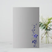Blue, Gray Floral Butterflies Wedding Stationery (Standing Front)