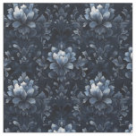 Blue-Gray Floral Damask on Black Fabric