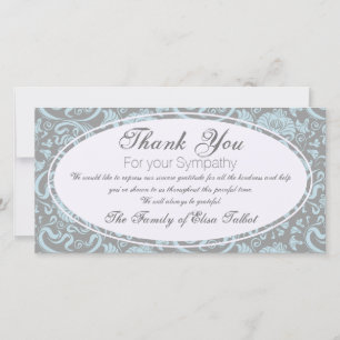 Blue Gray Floral Sympathy Thank You Photo card