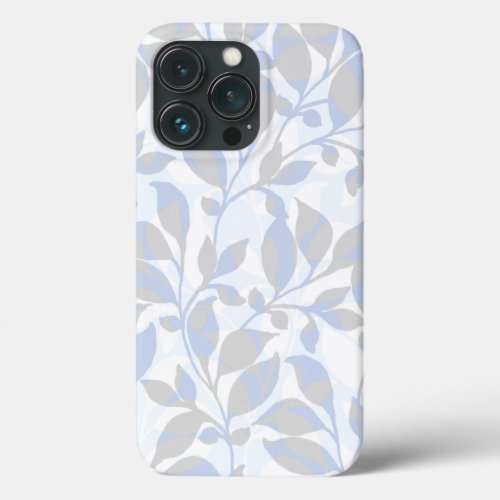 Blue gray foliage pattern iPhone 13 pro case