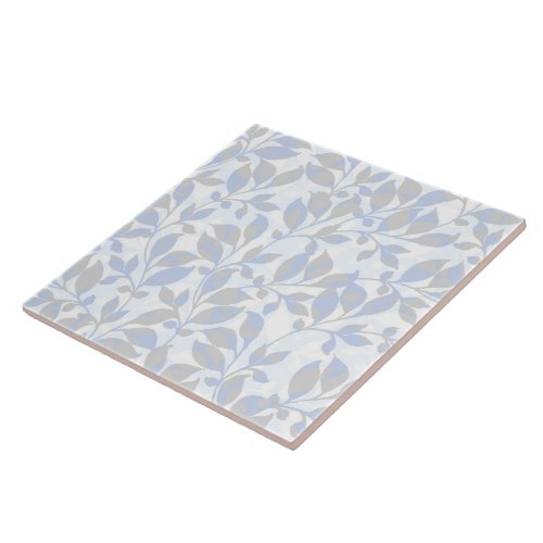 Blue gray foliage pattern ceramic tile