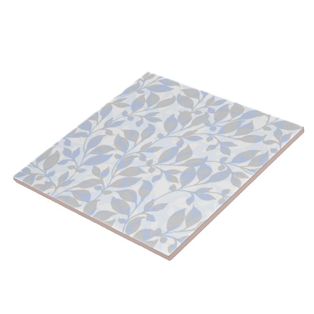 Blue gray foliage pattern ceramic tile (Side)