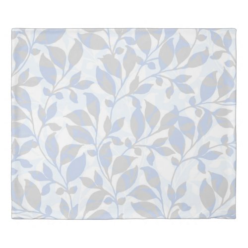 Blue gray foliage pattern duvet cover
