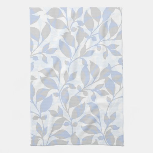 Blue gray foliage pattern kitchen towel