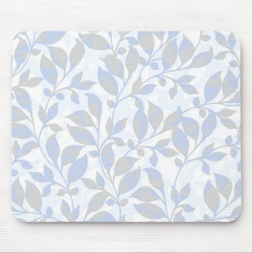 Blue gray foliage pattern mouse pad