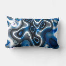 Blue/Gray Fractal Art Lumbar Throw Pillow