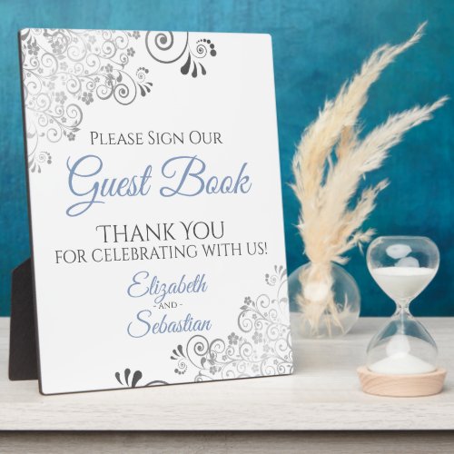 Blue  Gray Frills Sign Our Guest Book Wedding Plaque