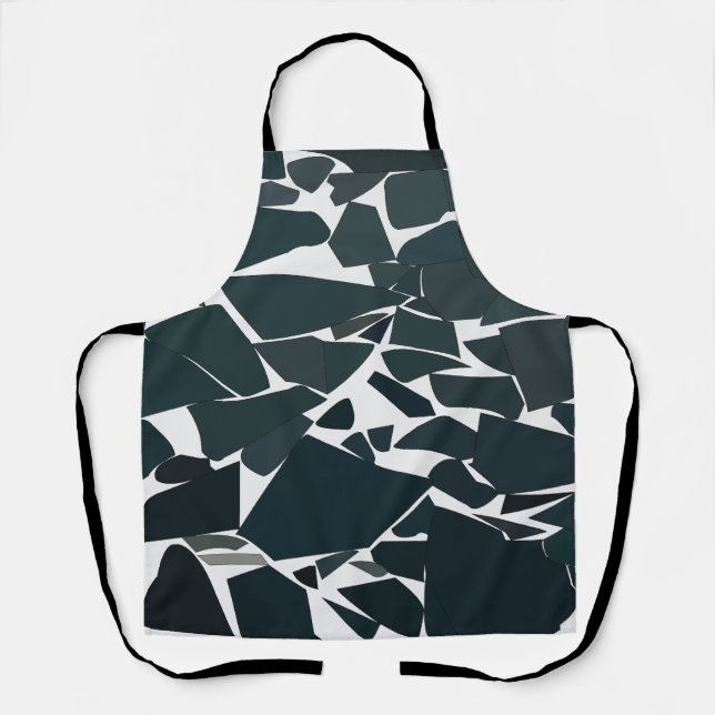 Blue Gray Geometric Abstract Texture Apron (Front)