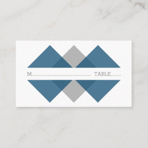 Blue Gray Geometric Triad Place Card