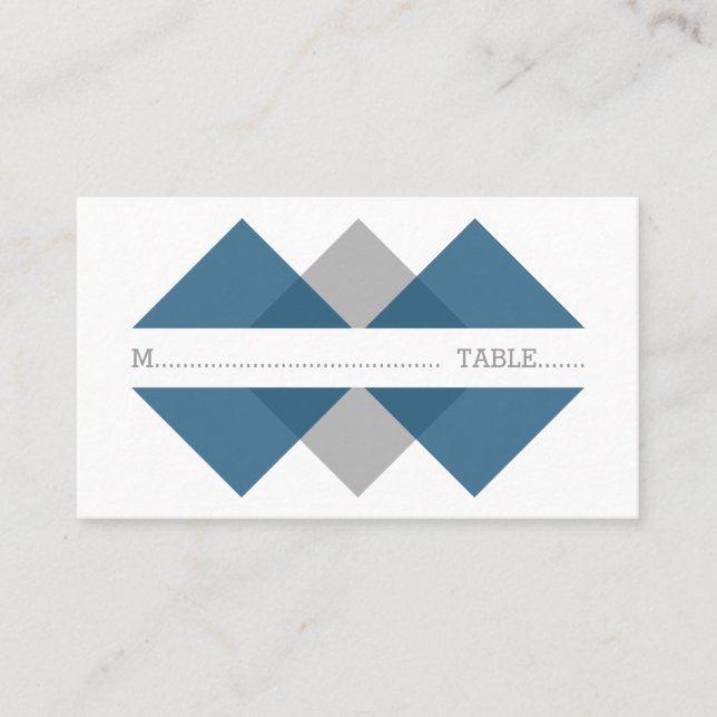 Blue Gray Geometric Triad Place Card (Front)