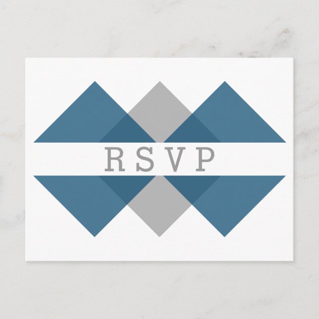 Blue Gray Geometric Triad RSVP Postcard (Front)
