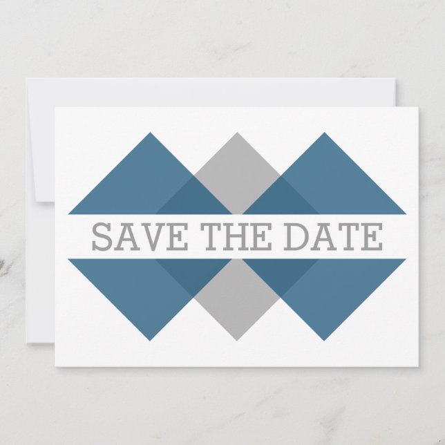 Blue Gray Geometric Triad Save the Date Invite (Front)