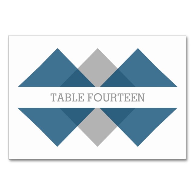Blue Gray Geometric Triad Table Card (Front)