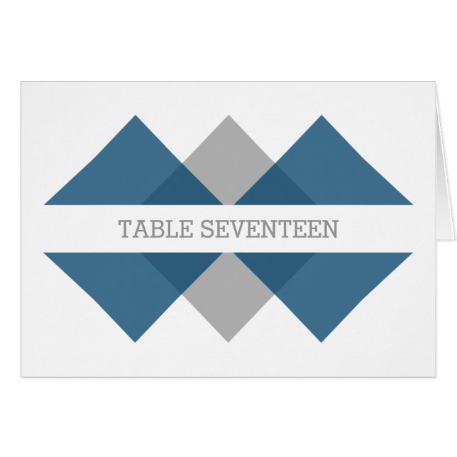 Blue Gray Geometric Triad Table Number Card (Front Horizontal)