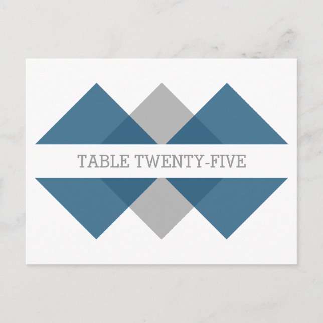 Blue Gray Geometric Triad Table Number Postcard (Front)
