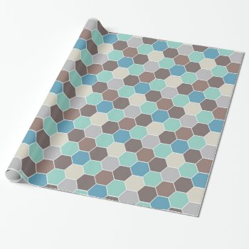 Blue & Gray Geometric Wrapping Paper by KaleenaRae at Zazzle