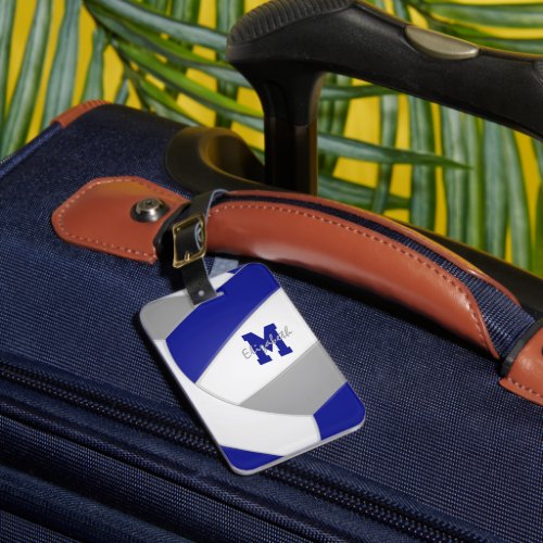 blue gray girls boys team colors gifts volleyball luggage tag