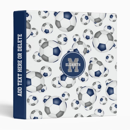 blue gray girls boys team colors soccer balls 3 ring binder