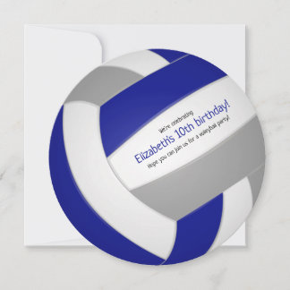 Blue gray girls boys volleyball birthday party announcement