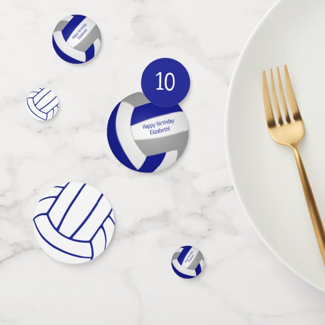 blue gray girls boys volleyball team party confetti (Group)