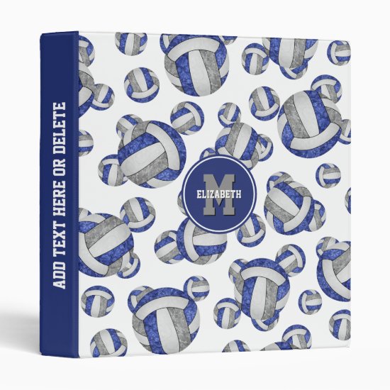 blue gray girls school colors volleyball pattern 3 ring binder