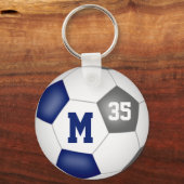 blue gray girls soccer goal team spirit sports keychain (Back)