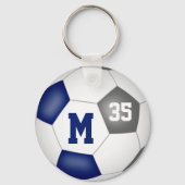 blue gray girls soccer goal team spirit sports keychain (Back)