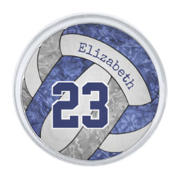 blue gray girls volleyball team jersey number silver finish lapel pin