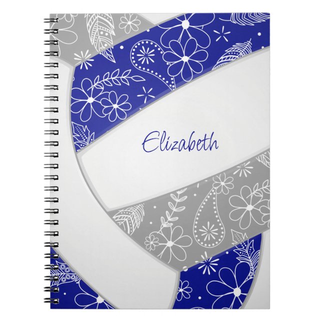 blue gray girly boho sports volleyball notebook (Front)