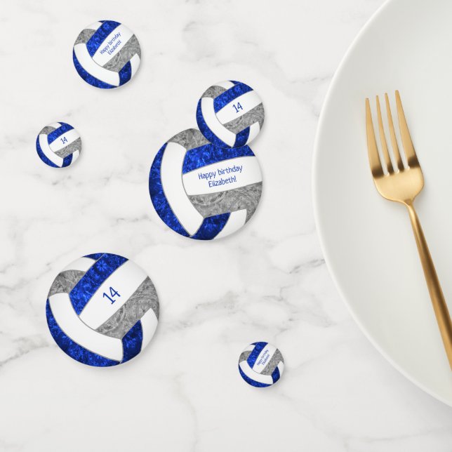 blue gray girly volleyball birthday party confetti (Group)