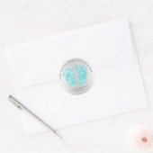 Blue Gray Glitter Feet Baby Shower Favor Thank Classic Round Sticker (Envelope)