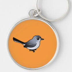 Birdorable Blue-gray Gnatcatcher Premium Round Keychain