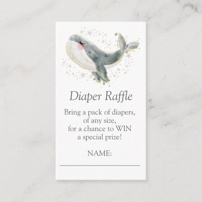  Blue Gray Gold Cute Whale Books for Baby Shower Enclosure Card (Front)